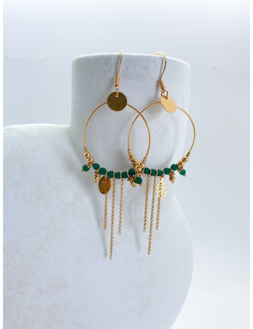 Asymmetrische Oorbellen Goud Marie | gold green