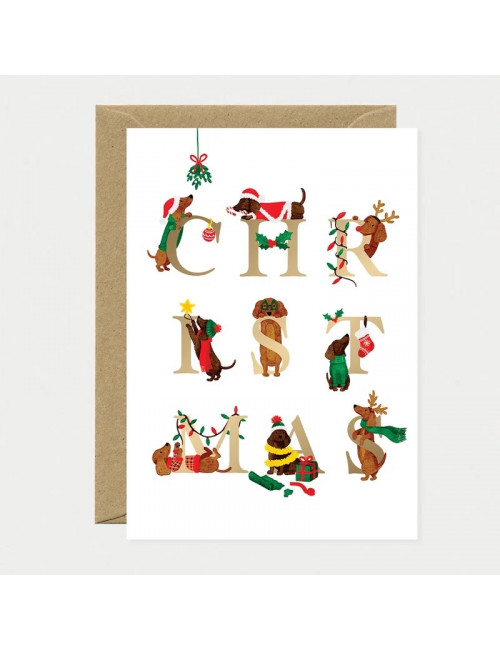 Wenskaart | Christmas dachshunds