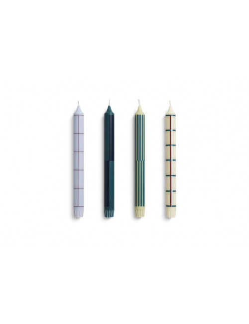 Kaarsen Pattern (set van 4) | greens/silver