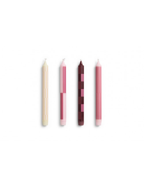 Kaarsen Pattern (set van 4) | pink/bordeaux
