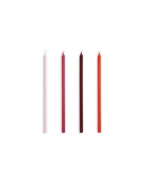 Kaarsen Slim (set van 4) | pink/red