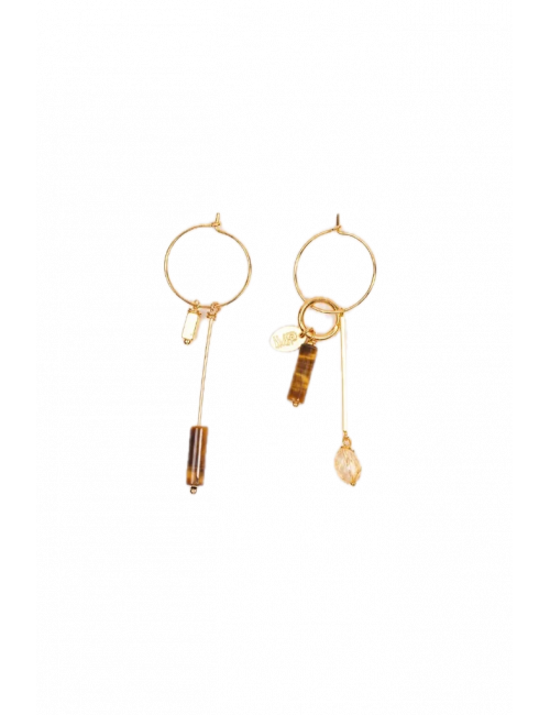 Asymmetrische Oorbellen Goud Verny | gold brown