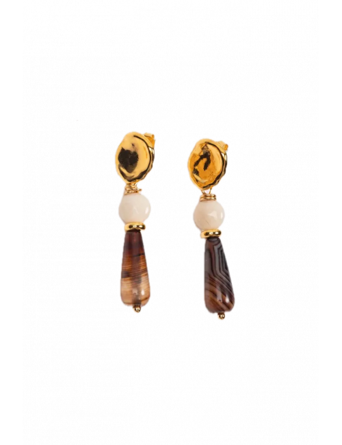 Oorbellen Goud Poca | gold brown