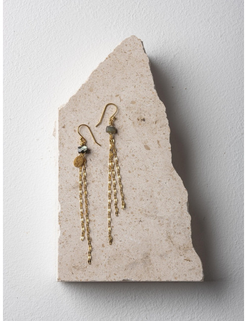 Asymmetrische Oorbellen Goud Claris | gold grey