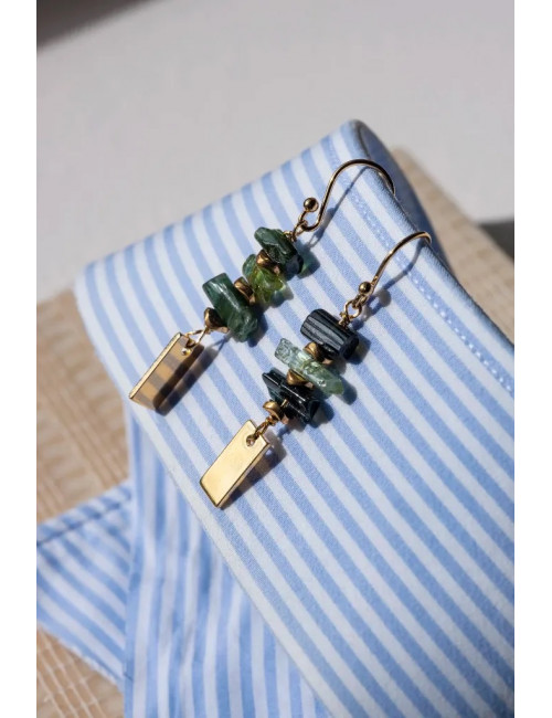 Oorbellen Goud Virgil | gold green