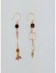 Asymmetrische Oorbellen Tempo | goud/bruin/roze
