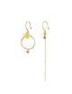 Asymmetrische Oorbellen | goud/roze