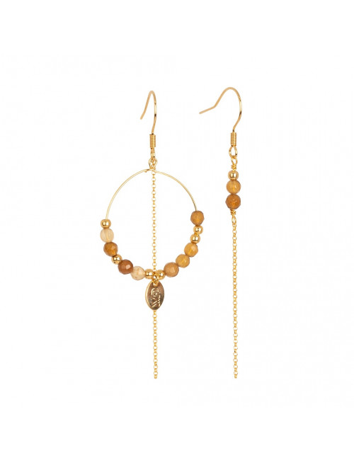 Asymmetrische Oorbellen MP | goud/caramel
