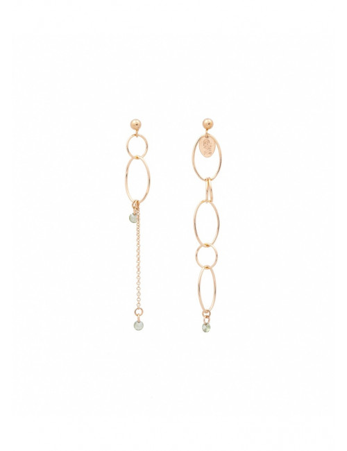 Asymmetrische Oorbellen Birkyn | goud/lichtgroen