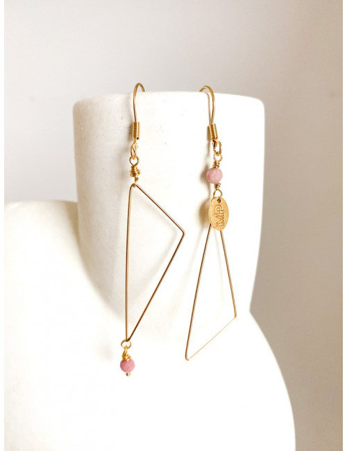 Asymmetrische Oorbellen Mei | goud/roze