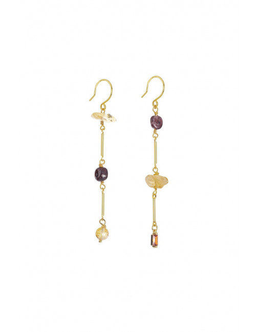 Asymmetrische Oorbellen Idyl | goud/purple