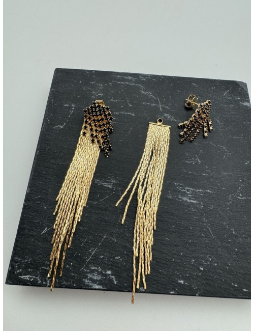 Asymmetrische Oorbellen Kyoto | goud/zwart