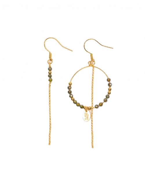 Asymmetrische Oorbellen MP | goud/khaki