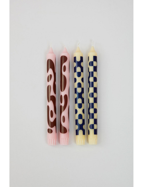 Kaarsen (set van 4) | roze/geel