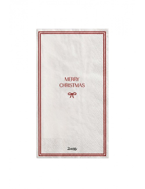 Servetten Rechthoek Merry Christmas | wit/donkerrood