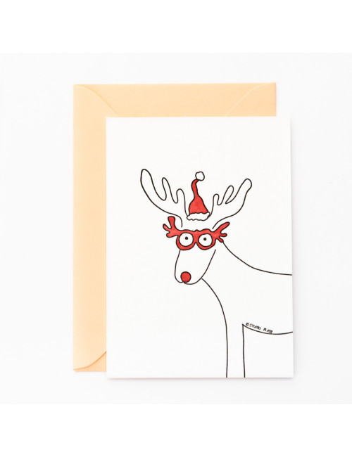 Wenskaart | reindeer dressed as a reindeer
