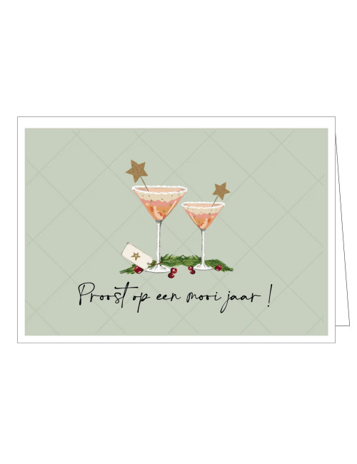 Set Kerstkaarten (5 stuks) | proost op een mooi jaar!