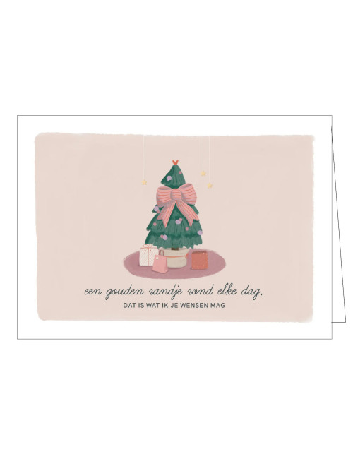 Set Kerstkaarten (5 stuks) | een gouden randje rond elke dag