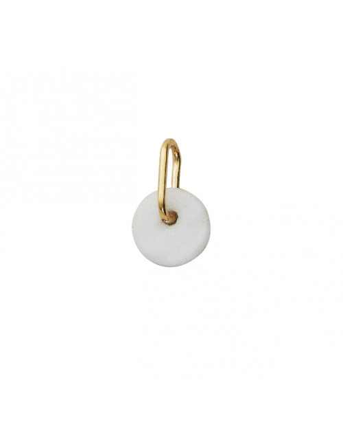 White Marble Charm 6mm w/gold bail