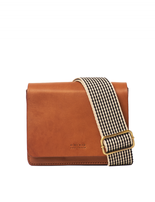 Handtas Audrey Mini | cognac classic leather checkered strap
