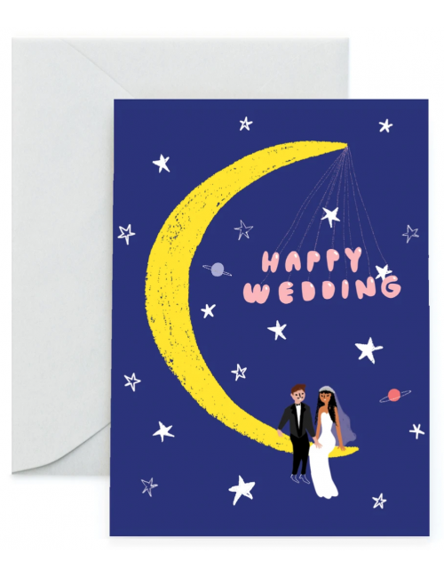 Wenskaart | happy wedding/maan