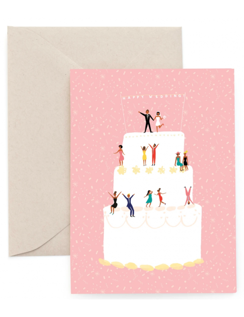 Wenskaart | happy wedding/taart