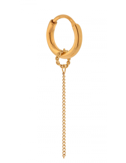 Oorbel Single Plain Chain Hoop | goud