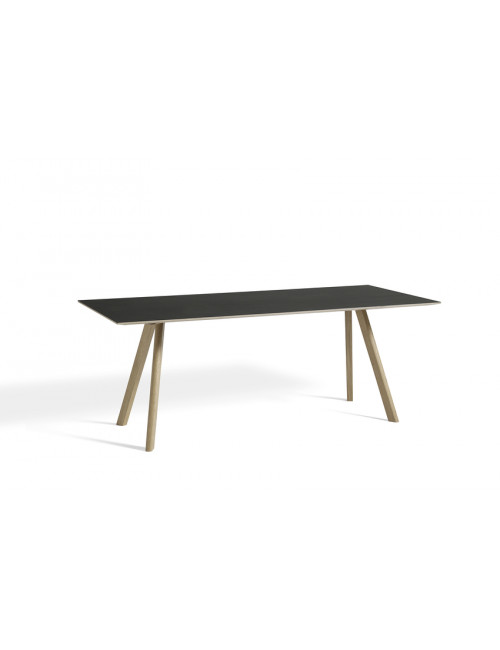 CPH 30 table L200 cm | water-based lacquered oak/black linoleum