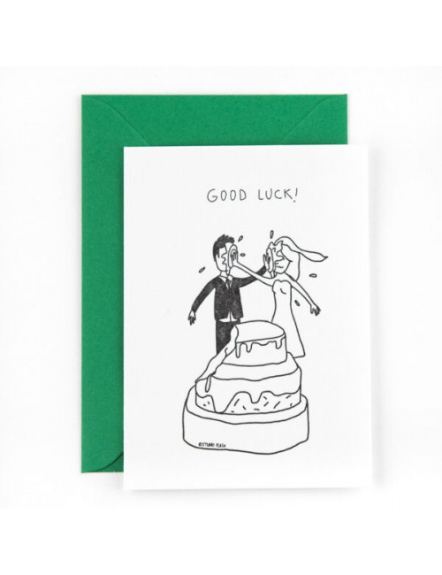 Wenskaart | good luck wedding cake fight