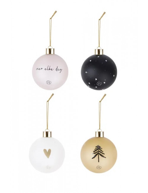 Kerstballen (set van 4) | poederroze/goud/wit/zwart