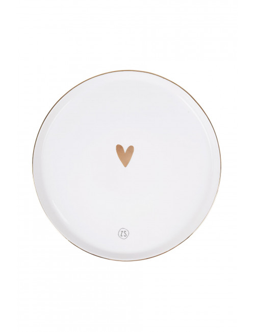 Dinerbord | goud hartje/wit