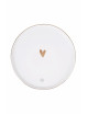 Dinerbord | goud hartje/wit