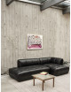 Salontafel Kofi 60 x 60 | walnoot/helder geribbeld glas