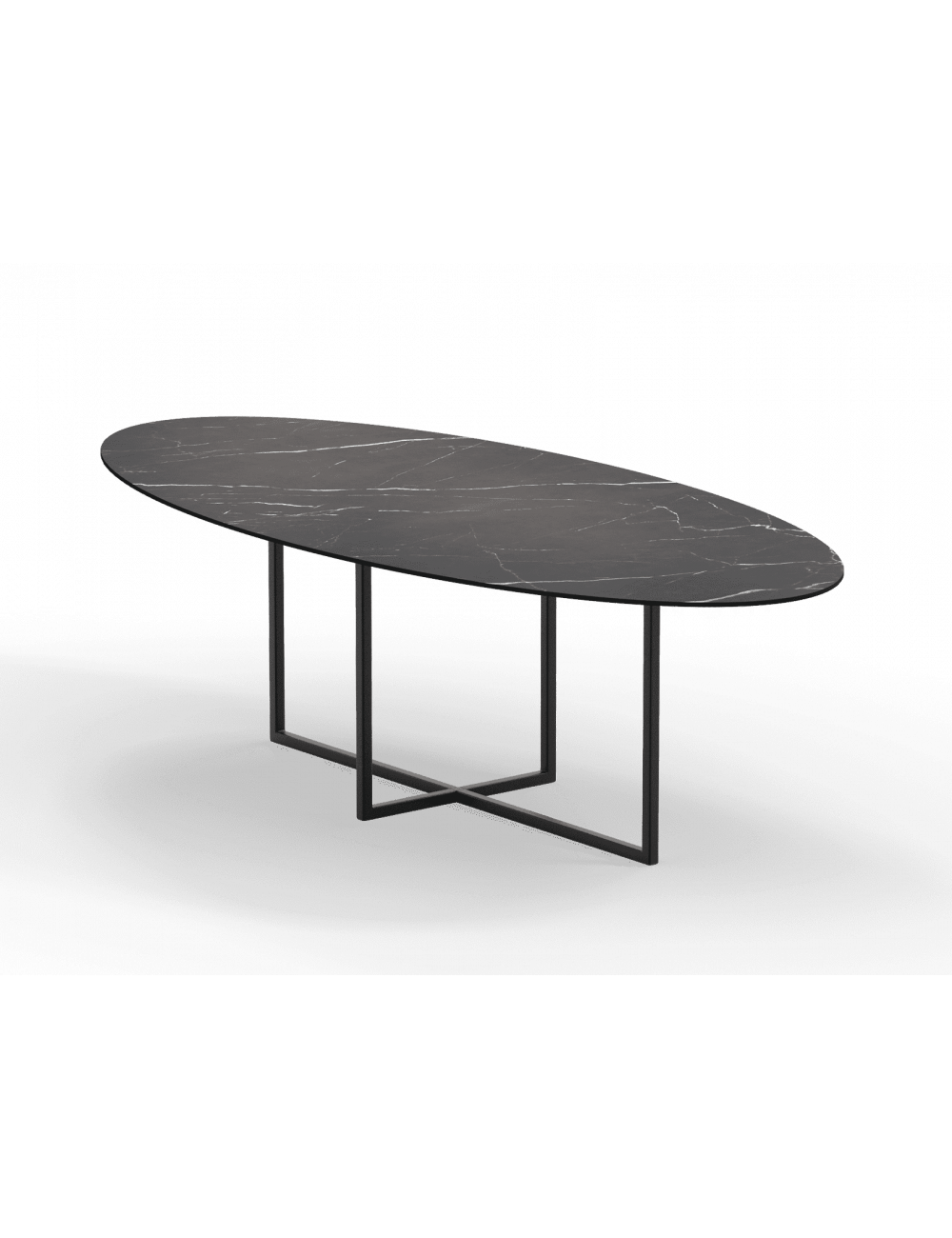 Ovale Eettafel Cyriel | keramiek nero marquina