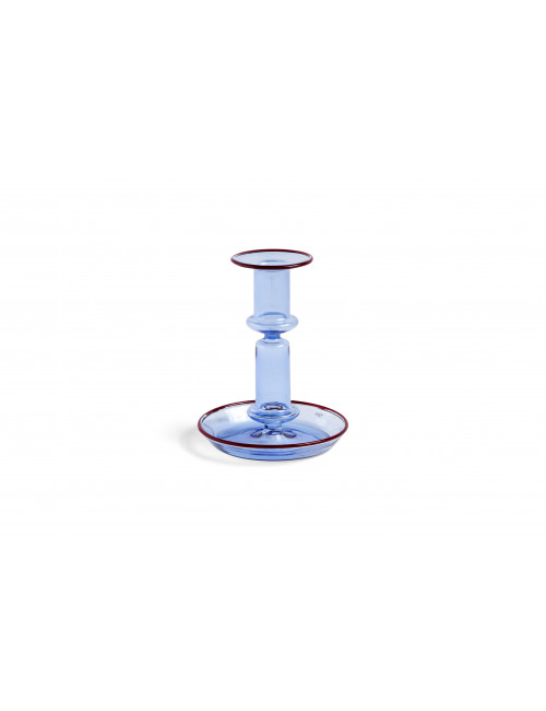 Candle Holder Flare Medium | light blue with red rim