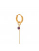 Oorbel Chain Purple Hoop | goud