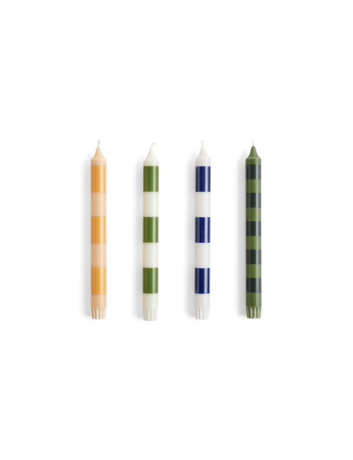 Kaarsen Stripe (set van 4) | greens