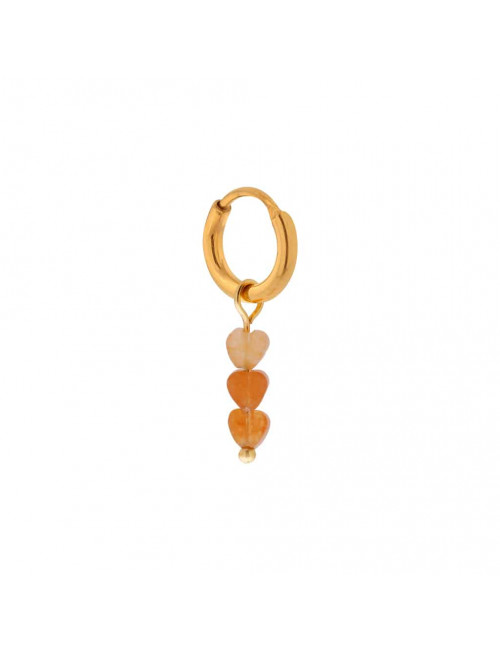Oorbel Triple Heart Orange Hoop | goud