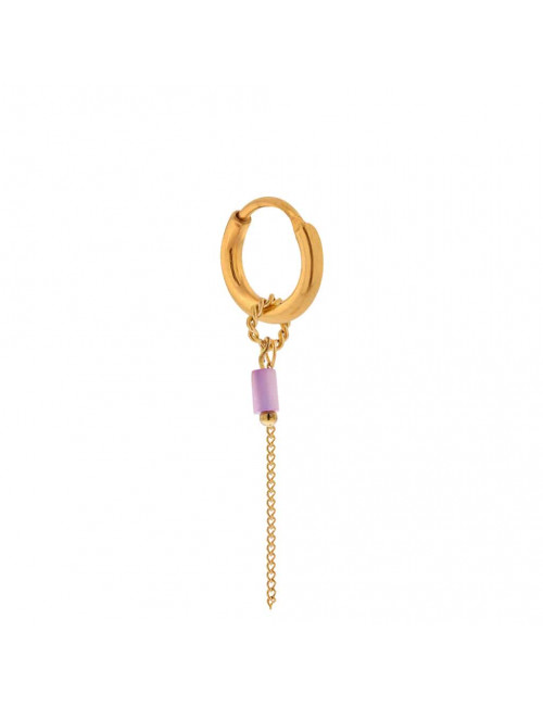 Oorbel Chain Violet Hoop | goud