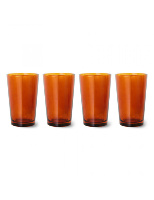 70's Glassware Theeglazen (set van 4) | amber bruin