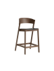 Bar Stool Cover | black leather/dark stained oak