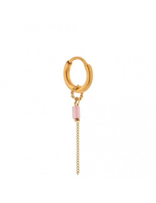 Oorbel Chain Pink Hoop | goud