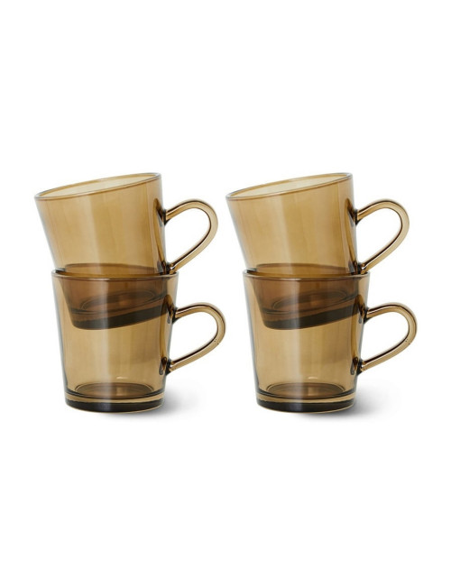 70's Glassware Koffiekopjes (set van 4) | mud brown