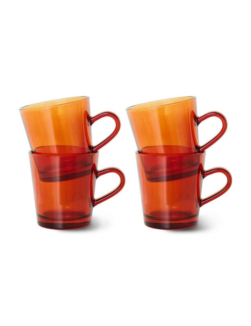 70's Glassware Koffiekopjes (set van 4) | amber brown