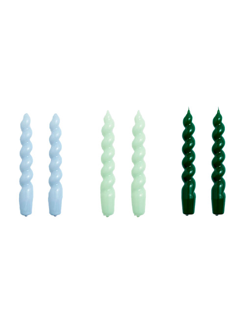Kaarsen Set Spiral | light blue/mint/green