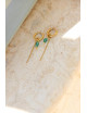 Oorbel Chain Green Drop Hoop | goud