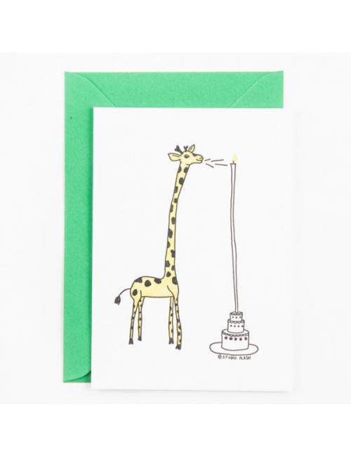 Wenskaart | giraf with birthday candle