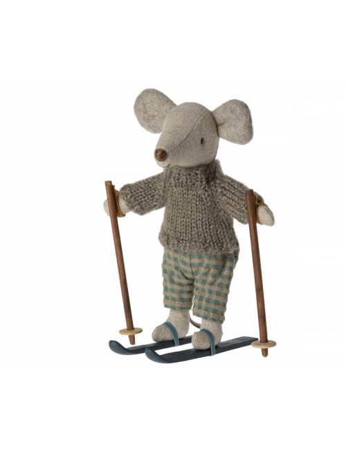 Winter Muis met Skiset Grote Broer