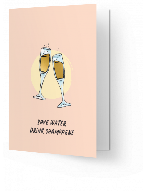 Wenskaart | drink champagne