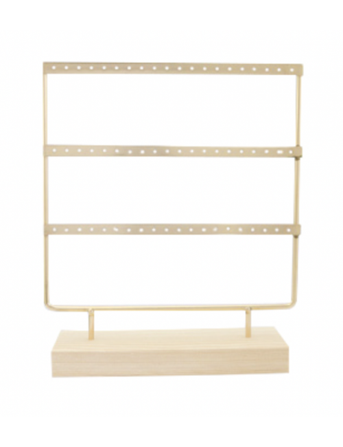 Oorbellenrekje 3 lagen | goud/hout